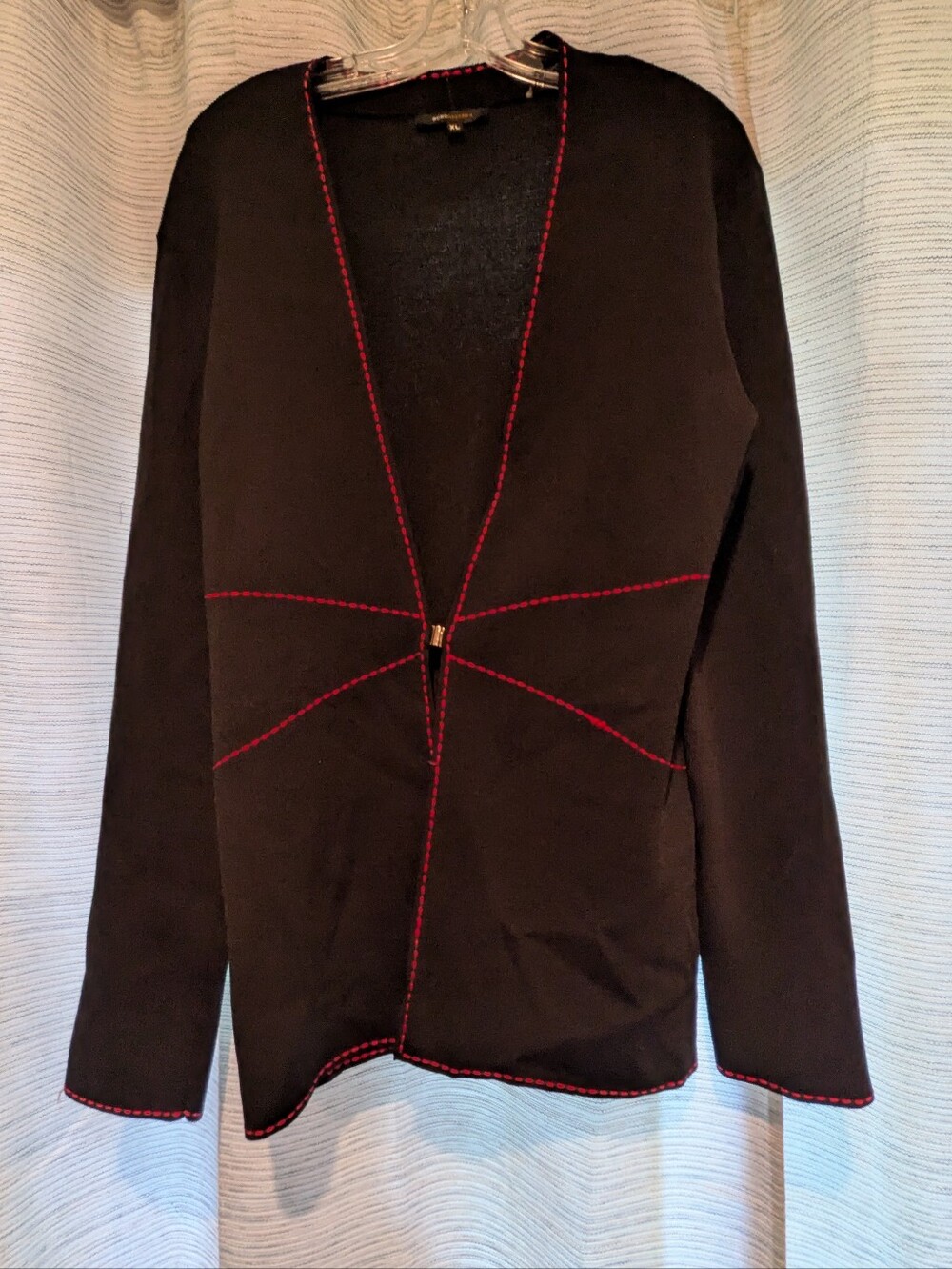 BCBG MaxAzria Black Cardigan with Red Contrast Stitching - XL